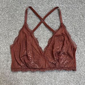 Uye Surana Bralette Bra Womens 2XL/3XL Brown Lace Hippie Boho Festival Fairycore